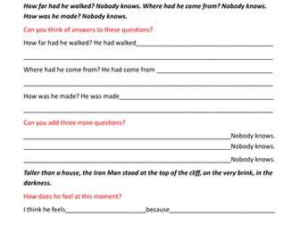 Year 3 Year 4 Iron Giant Reading and writing activites differentiated