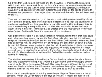 Islamic Beliefs: Muslim Story of Creation