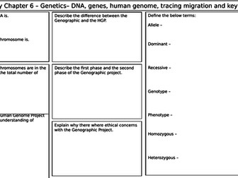 New AQA 2016 GCSE Trilogy Biology revision mat Genetics