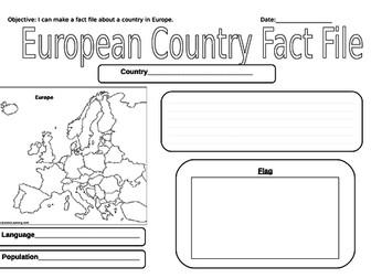 European Country Fact File Worksheet