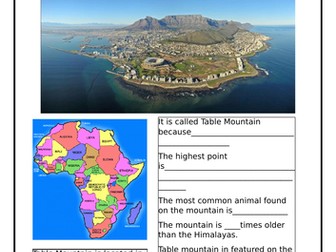 Table Mountain Worksheet