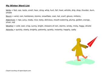 Winter Poetry  Comprehension and Wordbanks to create Poems