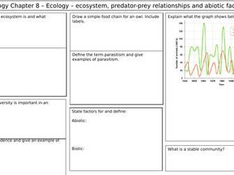 New AQA 2016 GCSE Trilogy Biology revision mat ecology
