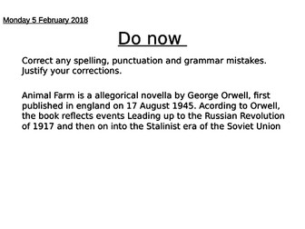 Transactional writing based on Animal Farm (persuasive letters)