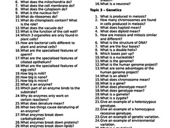 Edexcel 9-1 quick recall revision questions