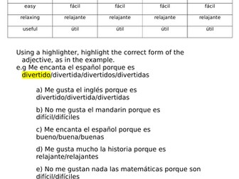 Using adjectives to describe school subjects in Spanish