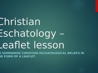 Eschatology leaflet worksheet