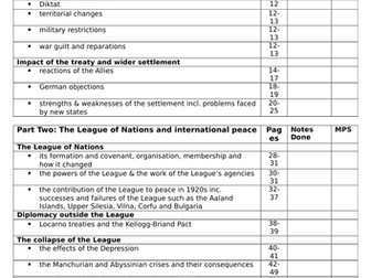 AQA (9-1) GCSE History - Conflict and Tension 1918-39 - Subject knowledge audit
