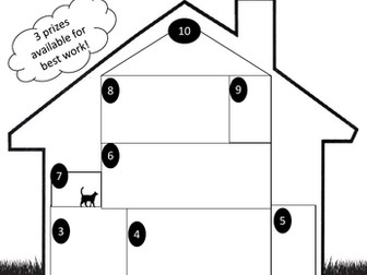 La maison bizarre (label the rooms of the house)