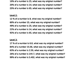 Percentage of amounts challenge questions