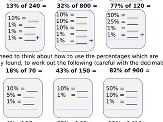Simple percentage of an amount