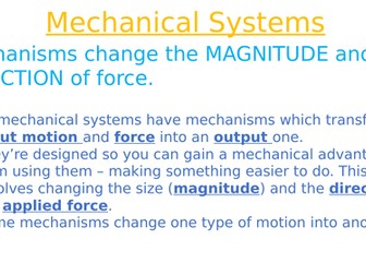 GCSE EDEXCEL 9 -1 Design and Technology - Mechanical devices used to produce movement