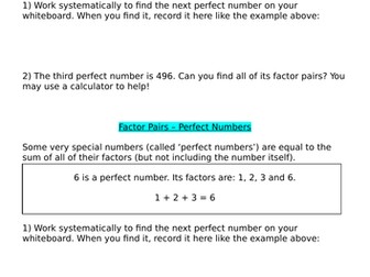 Factors - Find a Perfect Number