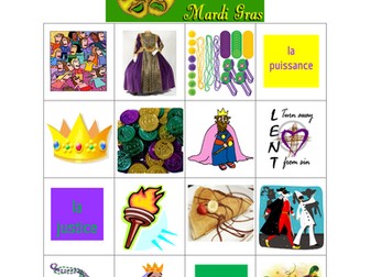 Mardi Gras in French Bingo