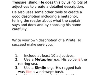 Discriptive writing activity based on Treasure Island