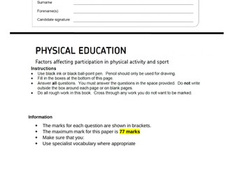 AQA A-Level PE Applied Anatomy & Physiology:  paper, mark scheme, FB sheet & teacher  tracking
