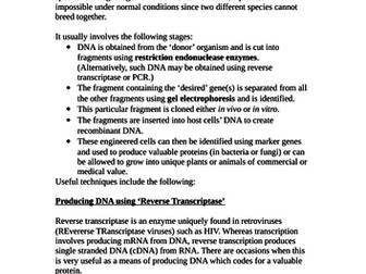 Gene Technologies - Notes Bundle for A Level Biology AQA Unit 8