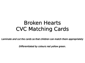 Valentine - Broken Hearts cvc matching game for F2