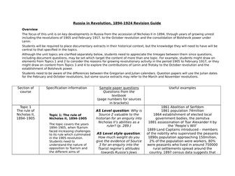 Edexcel A Level Russia 1894-1924 revision resource