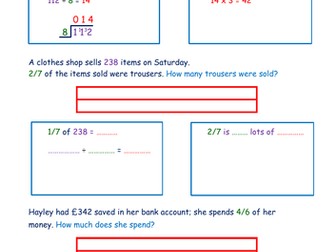 Finding Fractions of Amounts Differentiated Structured Questions