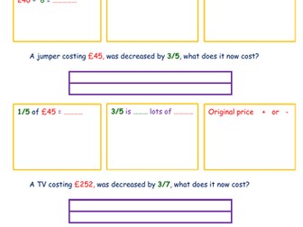 Fraction Increase and Decrease Differentiated Structured Questions
