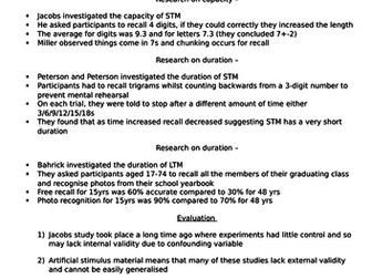 AQA PSYCHOLOGY memory revision notes