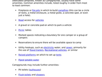 Travel and Tourism - Types of accommodation