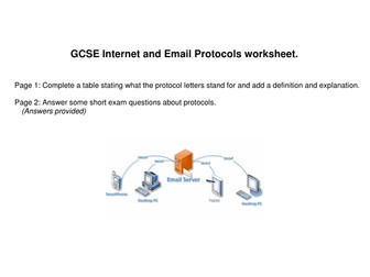 ICT GCSE Email and Internet Protocols worksheet