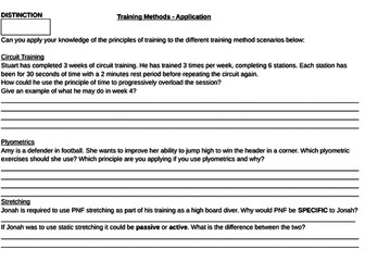 BTEC Sport - differentiated task - Training methods