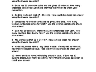 Inverse operations - addition and subtraction