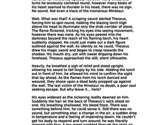 Building tension writing example - Theseus & Minotaur