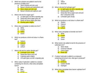 Knowledge Test - Chemical Analysis - Multiple Choice