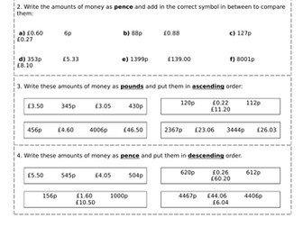 Ordering and Calculating with Money [Year 4]