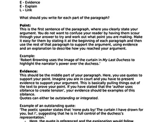 PEEL Paragraph Structure guide