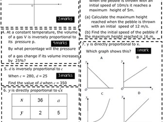 Exam questions- Direct and inverse proportion