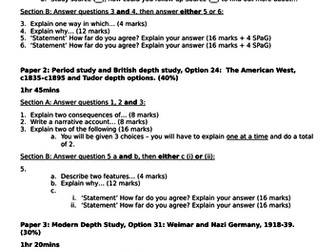 Paper/Unit breakdown all 3 papers