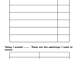 Pupil Spellings Recording Sheet