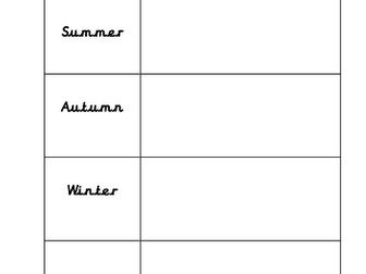 Year 1 Seasons Activity - cut and stick.  Differentiated activity