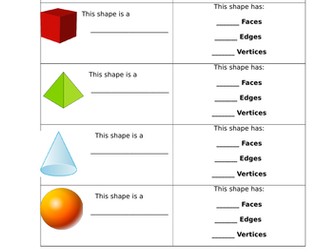 Identify and describe properties of 3D shapes
