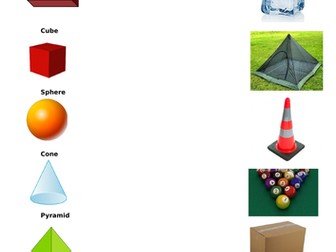 Match everyday items to 3D shapes