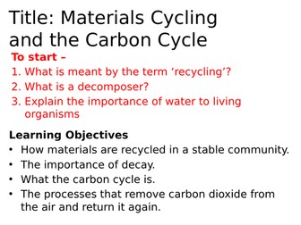 AQA Material Cycling and the Carbon Cycle