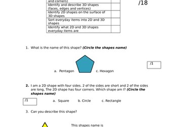 Year 2 shape assessment