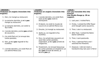 The perfect tense-  differentiated practice