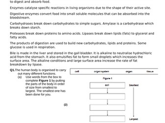 AQA GCSE Combined Trilogy/Biology Organisation 4.2 Revision