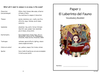 El laberinto del Fauno - Student Vocabulary Booklet