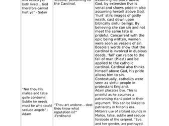 A2 English - Paradise Lost and Duchess of Malfi comparison