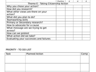 Citizenship 9 - 1 Theme E Taking Citizenship Action Revision Practice Booklet Citizenship Action