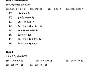 Year 6 Algebra Differentiated
