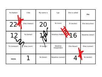 Spanish verbs snakes and ladders