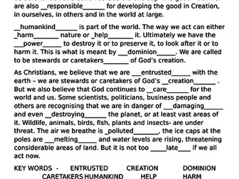 Cloze activity Stewardship